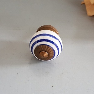 Hand Painted Ceramic Knob-blue stripe