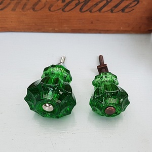 Glass Fluted Knobs (Dark Green)
