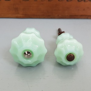 Glass Fluted Knobs (Milk Green)