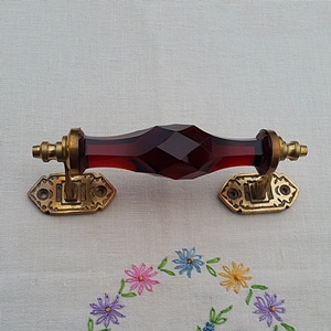Crystal brass handle-Dark Red